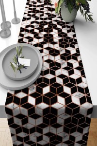 Bakır Petek Desenli Premium Masa Örtüsü Runner RNR270 Bakır Petek Desenli Premium Masa Örtüsü Runner RNR270