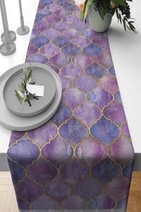 Mor Etnik Fas Kupa Desen Premium Masa Örtüsü Runner RNR273 Mor Etnik Fas Kupa Desen Premium Masa Örtüsü Runner RNR273