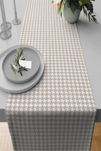 Bej Kazayağı Desenli Premium Masa Örtüsü Runner RNR286 Bej Kazayağı Desenli Premium Masa Örtüsü Runner RNR286