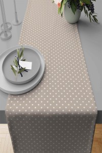 Bej Puantiyeli Desen Premium Masa Örtüsü Runner RNR300 Bej Puantiyeli Desen Premium Masa Örtüsü Runner RNR300