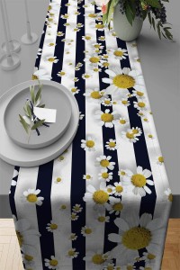 Sarı Papatya Desenli Premium Masa Örtüsü Runner RNR319 Sarı Papatya Desenli Premium Masa Örtüsü Runner RNR319