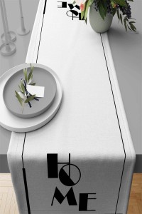 Beyaz Mutfak Home Yazılı Premium Masa Örtüsü Runner RNR330 Beyaz Mutfak Home Yazılı Premium Masa Örtüsü Runner RNR330