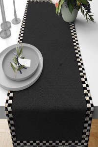 Füme Hasır Görünümlü Premium Masa Örtüsü Runner RNR332 Füme Hasır Görünümlü Premium Masa Örtüsü Runner RNR332