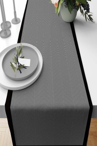 Koyu Gri Çizgili Desen Premium Masa Örtüsü Runner RNR349 Koyu Gri Çizgili Desen Premium Masa Örtüsü Runner RNR349