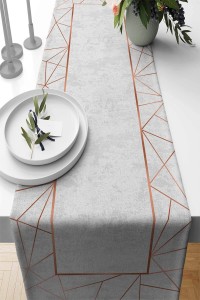 Bakır Çerçeveli Desen Premium Masa Örtüsü Runner RNR376 Bakır Çerçeveli Desen Premium Masa Örtüsü Runner RNR376