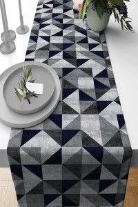 Lacivert Geometrik Desenli Premium Masa Örtüsü Runner RNR382 Lacivert Geometrik Desenli Premium Masa Örtüsü Runner RNR382