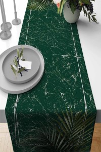 Yeşil Çerçeveli Desen Premium Masa Örtüsü Runner RNR402 Yeşil Çerçeveli Desen Premium Masa Örtüsü Runner RNR402