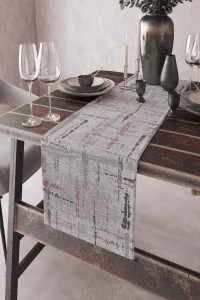 Pembe Vintage Desenli Premium Masa Örtüsü Runner RNR409 Pembe Vintage Desenli Premium Masa Örtüsü Runner RNR409