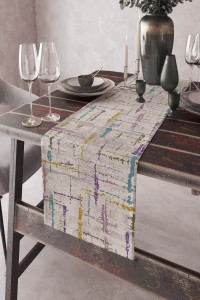 Lila Vintage Desenli Premium Masa Örtüsü Runner RNR414 Lila Vintage Desenli Premium Masa Örtüsü Runner RNR414