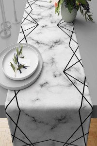 Siyah Prizma Desen Premium Masa Örtüsü Runner RNR421 Siyah Prizma Desen Premium Masa Örtüsü Runner RNR421