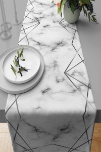 Gri Prizma Desenli Premium Masa Örtüsü Runner RNR422 Gri Prizma Desenli Premium Masa Örtüsü Runner RNR422