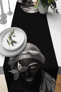 Siyah Arap Kızı Zenci Kız Premium Masa Örtüsü Runner RNR456 Siyah Arap Kızı Zenci Kız Premium Masa Örtüsü Runner RNR456