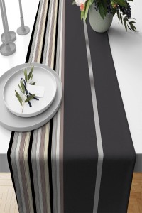 Antrasit Çizgili Desen Premium Masa Örtüsü Runner RNR466 Antrasit Çizgili Desen Premium Masa Örtüsü Runner RNR466