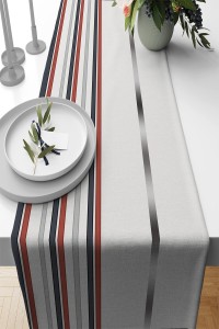 Ekru Çizgi Desenli Premium Masa Örtüsü Runner RNR468 Ekru Çizgi Desenli Premium Masa Örtüsü Runner RNR468