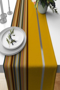 Sarı Çizgi Desenli Premium Masa Örtüsü Runner RNR469 Sarı Çizgi Desenli Premium Masa Örtüsü Runner RNR469