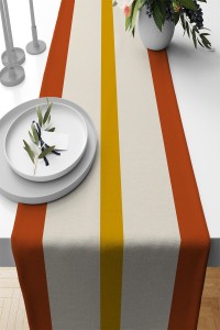 Tarçın Çizgi Desenli Premium Masa Örtüsü Runner RNR472 Tarçın Çizgi Desenli Premium Masa Örtüsü Runner RNR472