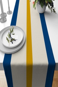 Mavi Çizgi Desenli Premium Masa Örtüsü Runner RNR475 Mavi Çizgi Desenli Premium Masa Örtüsü Runner RNR475