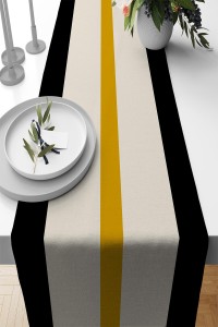 Sarı Çizgi Desenli Premium Masa Örtüsü Runner RNR480 Sarı Çizgi Desenli Premium Masa Örtüsü Runner RNR480