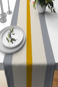 Sarı Çizgi Desenli Premium Masa Örtüsü Runner RNR481 Sarı Çizgi Desenli Premium Masa Örtüsü Runner RNR481