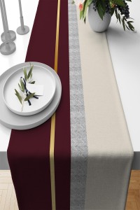 Bordo Avangarde Desenli Premium Masa Örtüsü Runner RNR486 Bordo Avangarde Desenli Premium Masa Örtüsü Runner RNR486