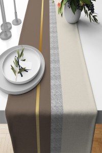Bej Avangarde Desenli Premium Masa Örtüsü Runner RNR488 Bej Avangarde Desenli Premium Masa Örtüsü Runner RNR488