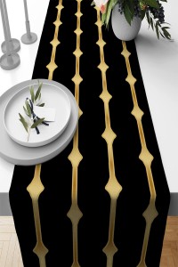 Siyah Çizgi Desenli Premium Masa Örtüsü Runner RNR495 Siyah Çizgi Desenli Premium Masa Örtüsü Runner RNR495