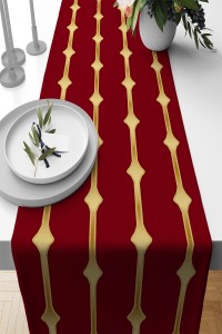Bordo Çizgi Desenli Premium Masa Örtüsü Runner RNR496 Bordo Çizgi Desenli Premium Masa Örtüsü Runner RNR496