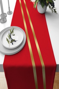 Kırmızı Çizgi Desenli Premium Masa Örtüsü Runner RNR501 Kırmızı Çizgi Desenli Premium Masa Örtüsü Runner RNR501