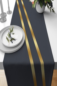 Antrasit Çizgili Desen Premium Masa Örtüsü Runner RNR503 Antrasit Çizgili Desen Premium Masa Örtüsü Runner RNR503