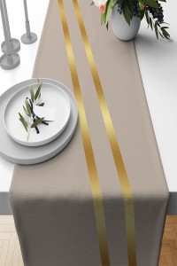 Vizon Çizgi Desenli Premium Masa Örtüsü Runner RNR509 Vizon Çizgi Desenli Premium Masa Örtüsü Runner RNR509