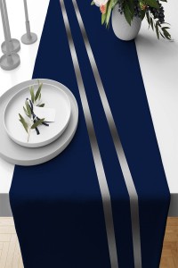 Lacivert Çizgili Desen Premium Masa Örtüsü Runner RNR513 Lacivert Çizgili Desen Premium Masa Örtüsü Runner RNR513