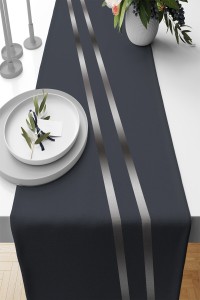 Antrasit Çizgili Desen Premium Masa Örtüsü Runner RNR516 Antrasit Çizgili Desen Premium Masa Örtüsü Runner RNR516