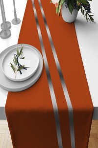 Turuncu Çizgili Desen Premium Masa Örtüsü Runner RNR517 Turuncu Çizgili Desen Premium Masa Örtüsü Runner RNR517