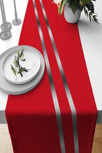 Kırmızı Çizgi Desenli Premium Masa Örtüsü Runner RNR518 Kırmızı Çizgi Desenli Premium Masa Örtüsü Runner RNR518