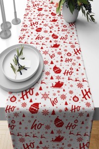 Kırmızı Yılbaşı Desenli Premium Masa Örtüsü Runner RNR552 Kırmızı Yılbaşı Desenli Premium Masa Örtüsü Runner RNR552