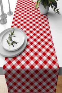 Kırmızı Christmas Desen Premium Masa Örtüsü Runner RNR562
