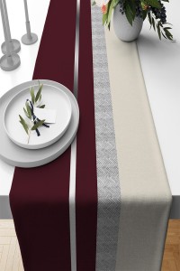 Bordo Avangarde Desenli Premium Masa Örtüsü Runner RNR571 Bordo Avangarde Desenli Premium Masa Örtüsü Runner RNR571
