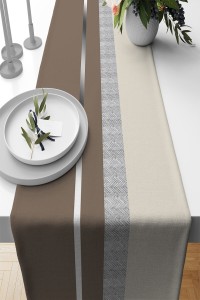 Bej Avangarde Desenli Premium Masa Örtüsü Runner RNR573 Bej Avangarde Desenli Premium Masa Örtüsü Runner RNR573