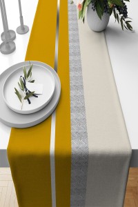 Hardal Avangarde Desen Premium Masa Örtüsü Runner RNR574 Hardal Avangarde Desen Premium Masa Örtüsü Runner RNR574