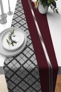 Bordo Ekoseli Desen Premium Masa Örtüsü Runner RNR583 Bordo Ekoseli Desen Premium Masa Örtüsü Runner RNR583