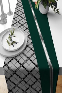 Yeşil Ekoseli Desen Premium Masa Örtüsü Runner RNR590 Yeşil Ekoseli Desen Premium Masa Örtüsü Runner RNR590