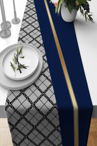 Lacivert Ekoseli Desen Premium Masa Örtüsü Runner RNR595 Lacivert Ekoseli Desen Premium Masa Örtüsü Runner RNR595