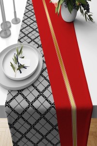 Kırmızı Ekoseli Desen Premium Masa Örtüsü Runner RNR596 Kırmızı Ekoseli Desen Premium Masa Örtüsü Runner RNR596