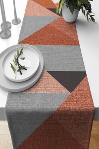 Tarçın Geometrik Desenli Premium Masa Örtüsü Runner RNR607 Tarçın Geometrik Desenli Premium Masa Örtüsü Runner RNR607