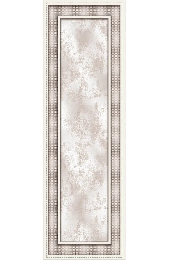 Runner Masa Örtüsü Dantel Vizon Çerçeveli Desen Premium Masa Örtüsü Runner RNR393