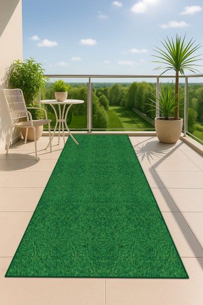 Yeşil Kaymaz 3D Üç Boyutlu Çim Balkon Halısı Yolluk AR1351