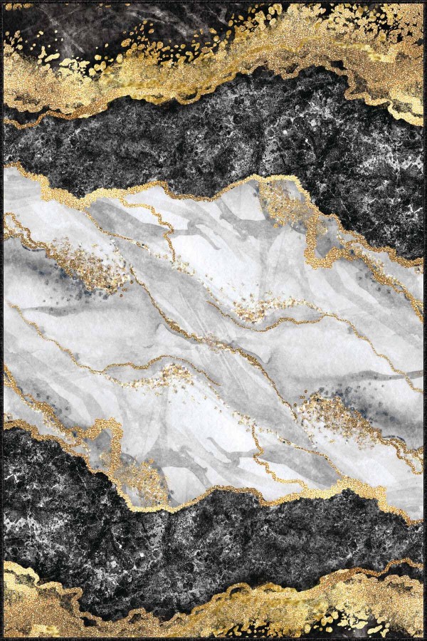 Siyah Gold Kaymaz Mermer Desen Özel Ölçü Rulo Yolluk AR263
