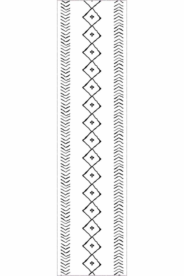 Beyaz Kaymaz Moroccan Kesme Rulo Özel Ölçülü Yolluk AR384