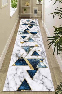 Mavi Gold Kaymaz Geometrik Kesme Rulo Özel Ölçü Yolluk AR450 Mavi Gold Kaymaz Geometrik Kesme Rulo Özel Ölçü Yolluk AR450