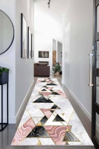 Pembe Gold Kaymaz Geometrik Özel Ölçü Rulo Yolluk AR451 Pembe Gold Kaymaz Geometrik Özel Ölçü Rulo Yolluk AR451